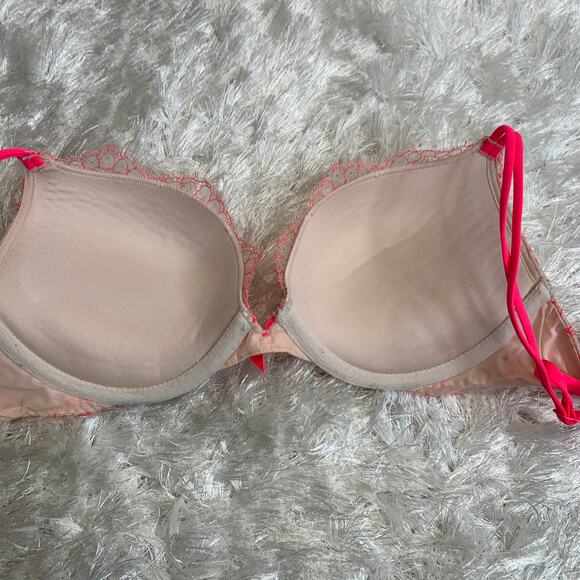 Victoria's Secret Very Sexy Push Up Bra Nude Neon Pink Sz 34B - Picture 4 of 7